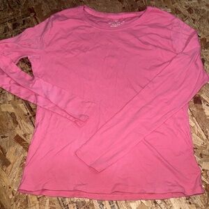 Faded Glory Pink Long-Sleeve Crewneck Tee